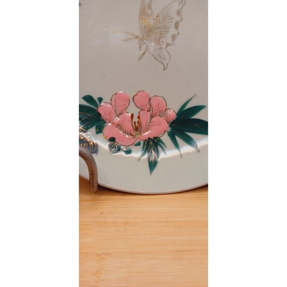 Vintage Japanese "Bamboo, Flower Blossoms" Fine China 10" Set of 3 Plates - Picture 16 of 16